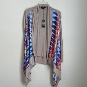 New Vertigo Colorful Electric Beat Grey Waterfall Cardigan